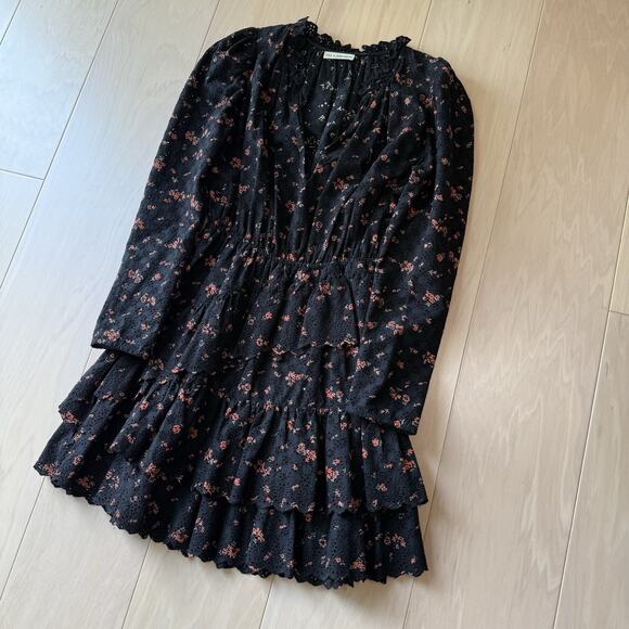 Ulla Johnson Josette Dress Women's 0 Black Floral Glam Boho - Picture 9 of 9